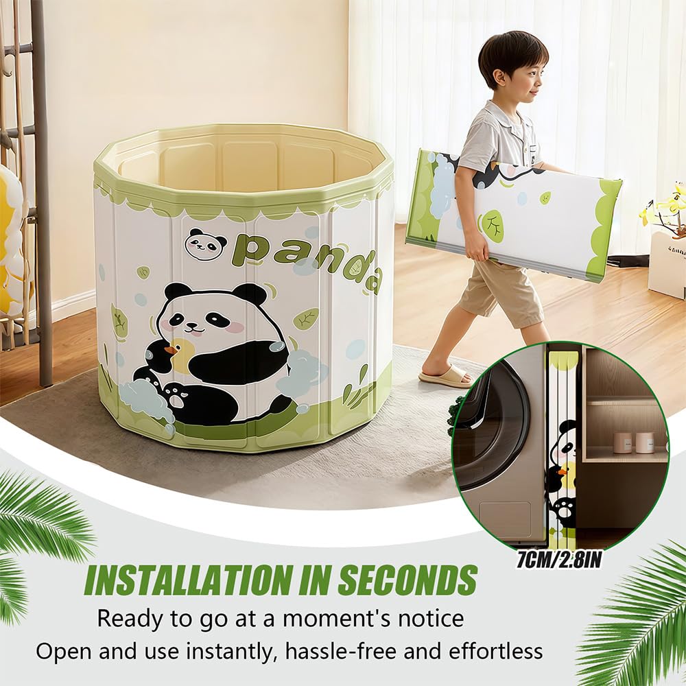 Hggzeg Bañera portátil para niños pequeños con tapón de drenaje, bañera plegable antideslizante para bebés, bañera de inmersión al aire libre, para ducha, spa, sauna, configuración en un segundo
