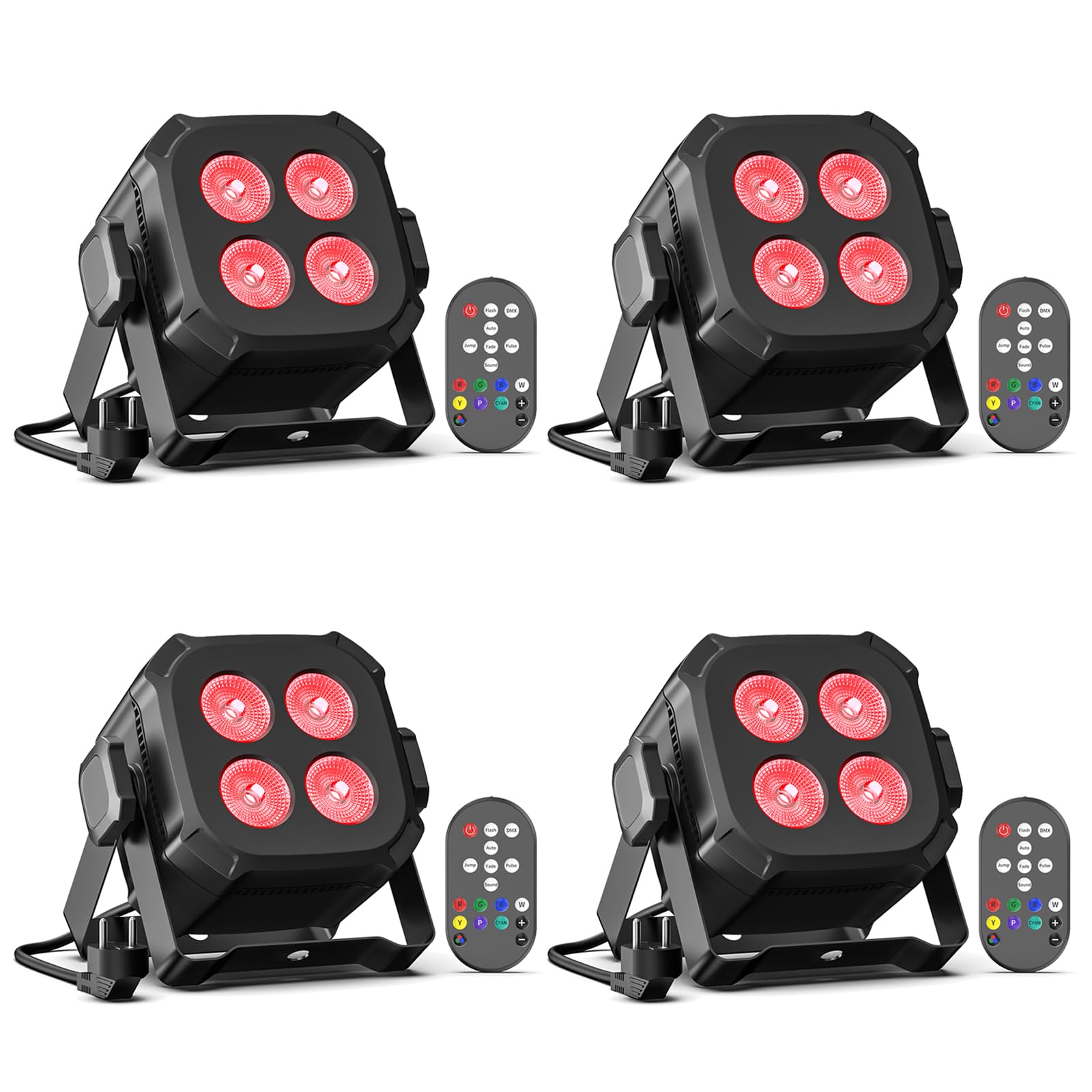 4PCS RGBW LED Par Scheinwerfer, 40W LED Bühnenlicht DMX 4/8CH mit Fernbedienung Par Strahler, Discolicht Partylicht für DJ Bühne Bar Party Hochzeit Haloween Weihnachten