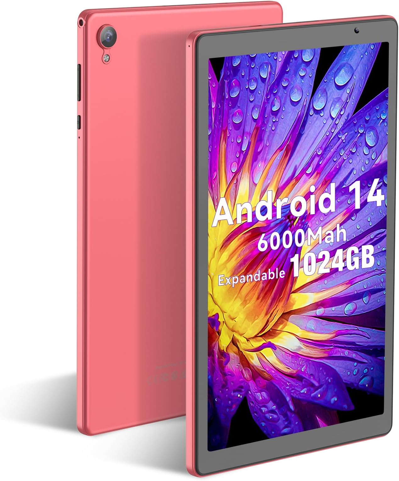 – 10 inch Android 14 Tablet, 32GB ROM, 6000Mah, Expand to 1024GB, Quad Core Processor, 10 inch Tablet, Android Tablets HD IPS Screen, Camera, Wi-Fi, Bluetooth, Tablet PC(Pink)