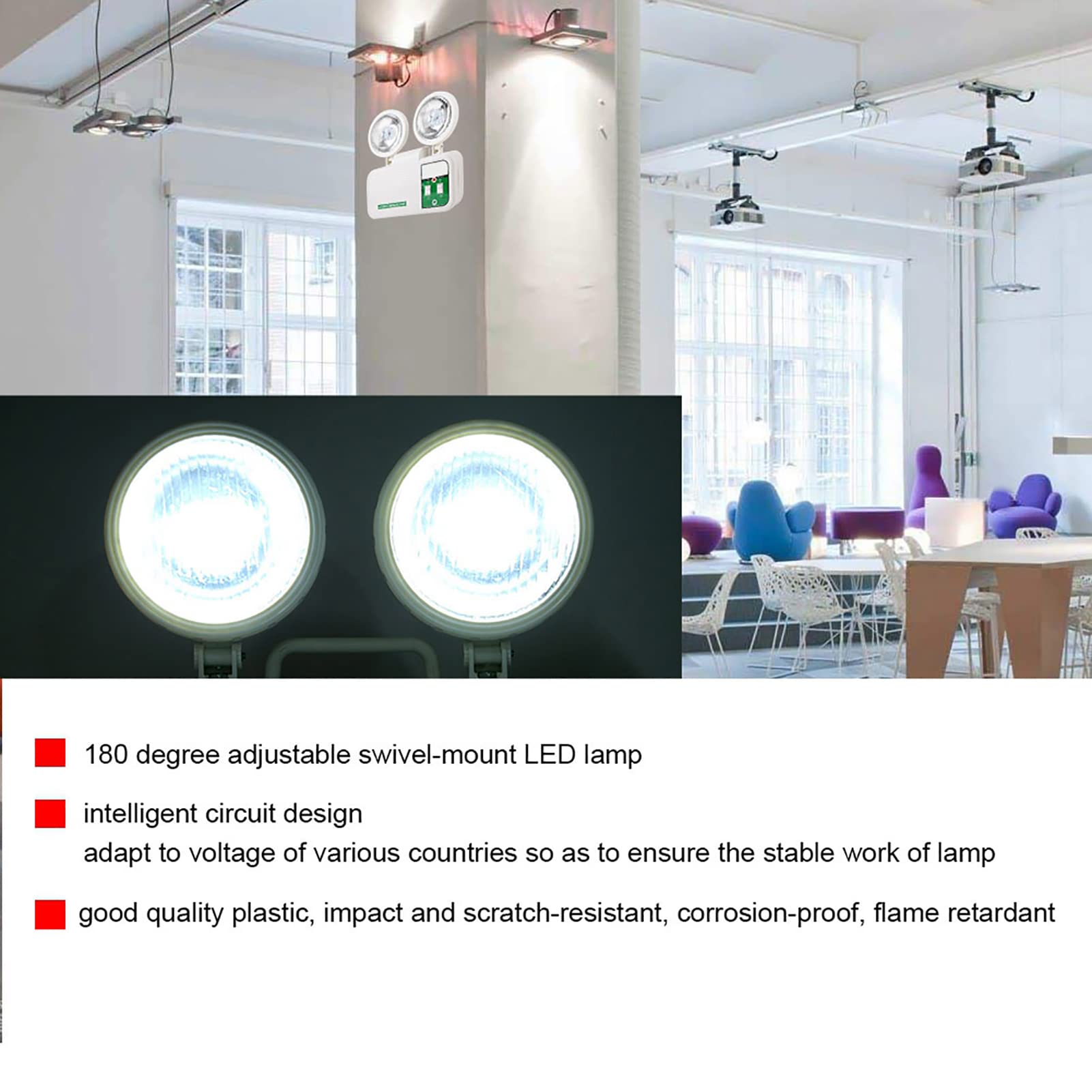 Luz de Emergencia LED Fallo de Energía, Iluminación de Seguridad Iluminación de Emergencia Iluminación de Escaleras Luz de Orientación de Salida de Emergencia Luz de Ruta de Escape