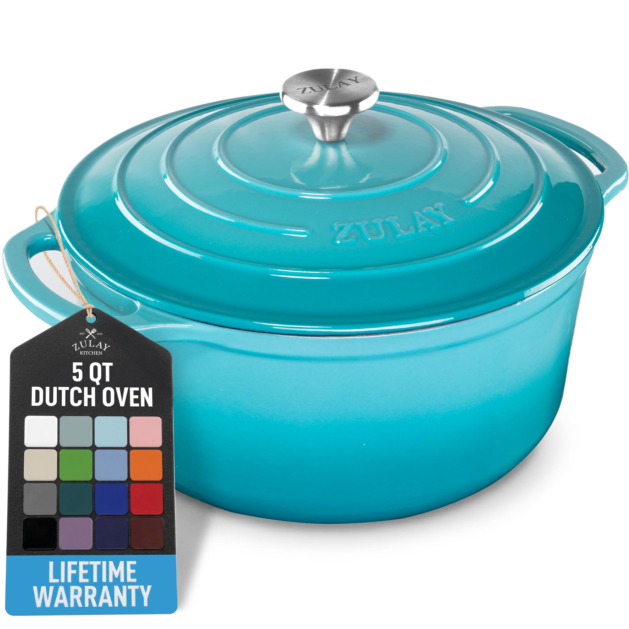 Zulay Kitchen 5 Quart Enameled Cast Iron Dutch Oven