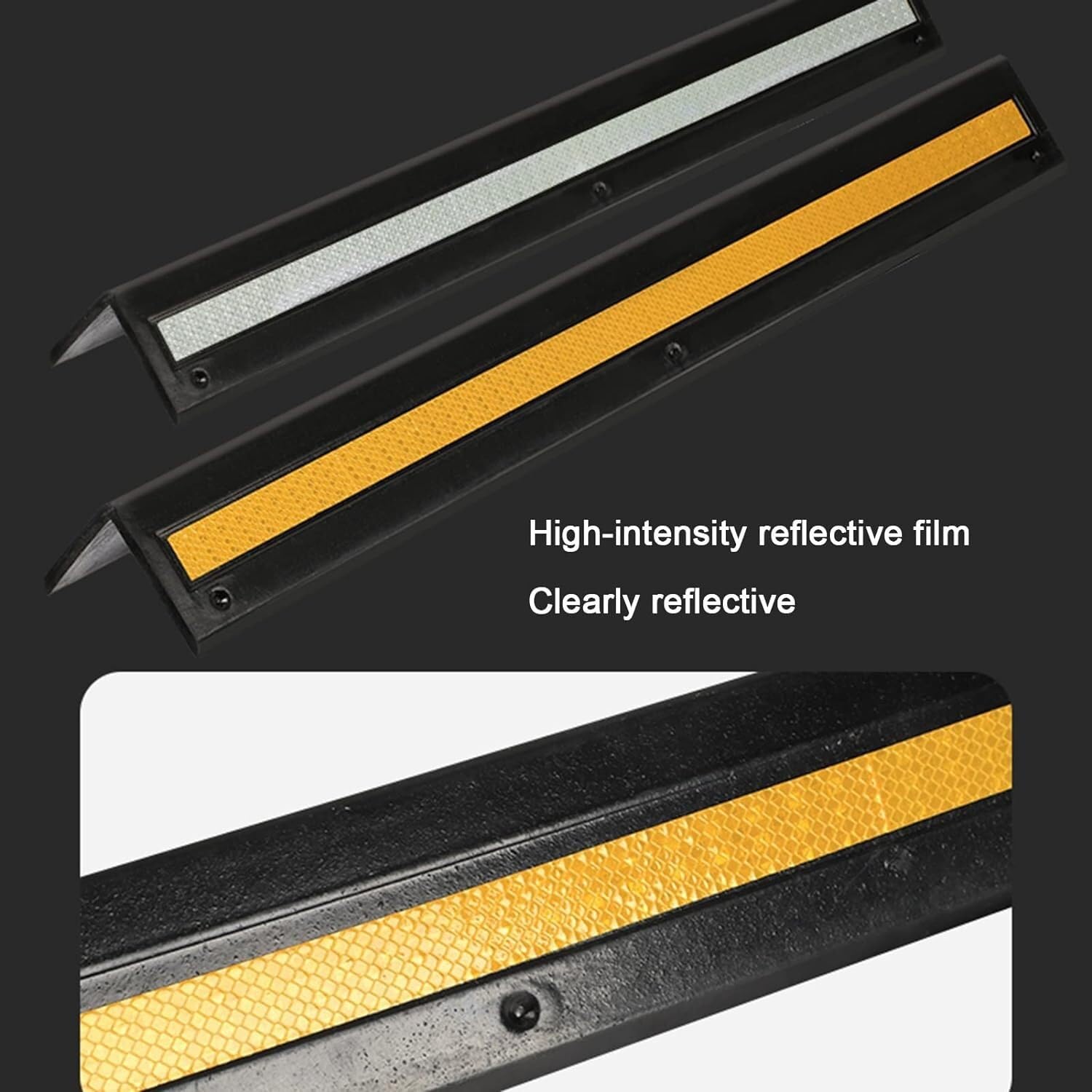 Protector De Pared para Garaje, Protector De Esquina De Pared, Poste De Goma, Protector De Esquina En Forma De L con Tira Reflectante Amarilla, 1 Cm De Grosor, Amarillo, 1 Unidad, 80 Cm