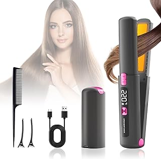 Alisadora de pelo cerámica y turmalina, plancha profesional con pantalla LCD, 6 ajustes de temperatura 160-220°C, apta para todo tipo de cabello