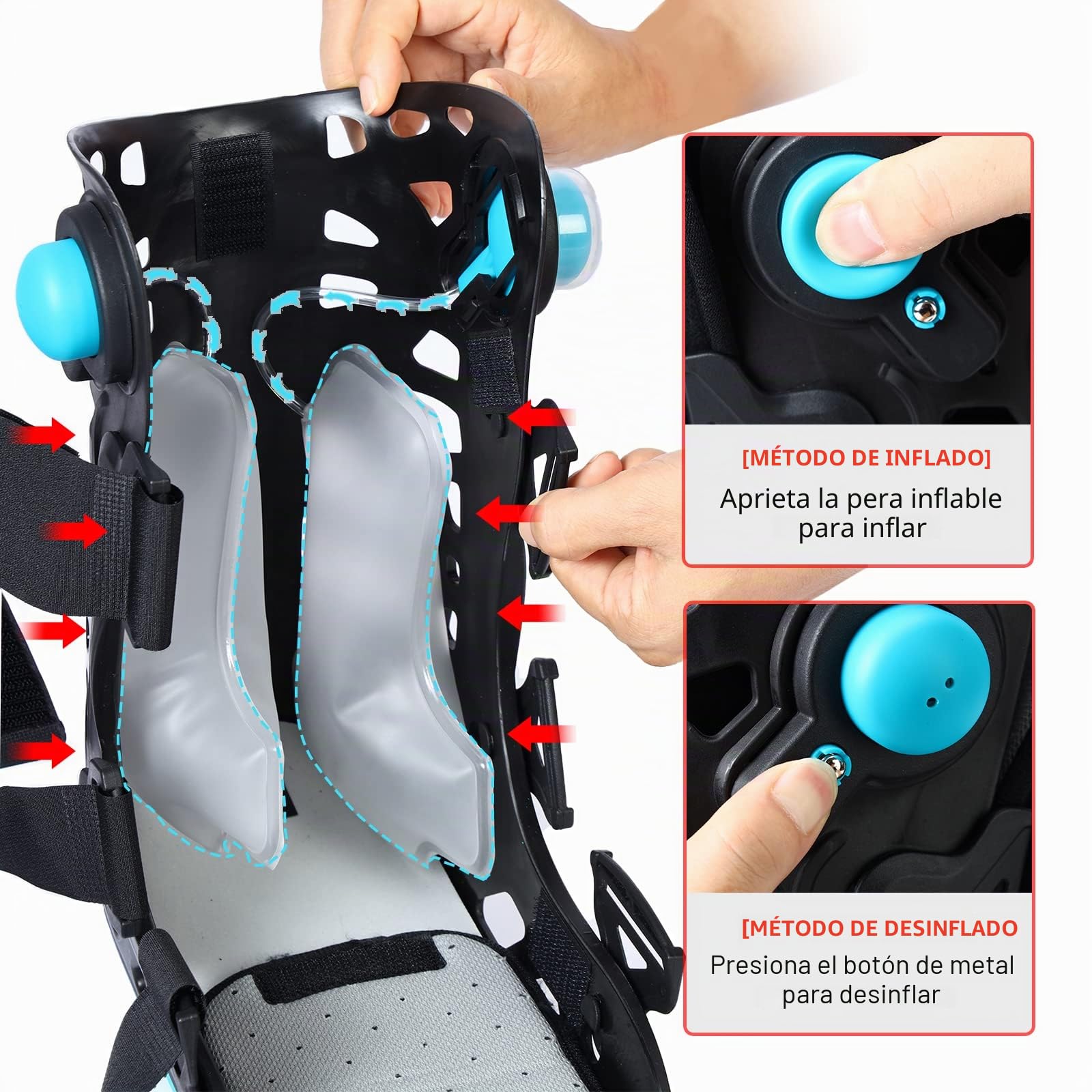 Air Cam Walker - Botas de fractura inflables, botas ortopédicas cortas para esguince de tobillo, recuperación del dolor de pies, fractura por estrés, pie roto, tendinitis de Aquiles (talla