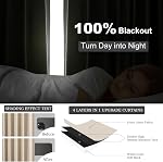 Topfinel Blackout Rideaux pour chambre 96 Inch Long, Beige Tan Boho Plancher isolant efficace énergétique pour plafond Rideaux de piste Tab Top 2 Ensemble de panneaux Lin crème de lin Rideaux de champagne Salle à manger