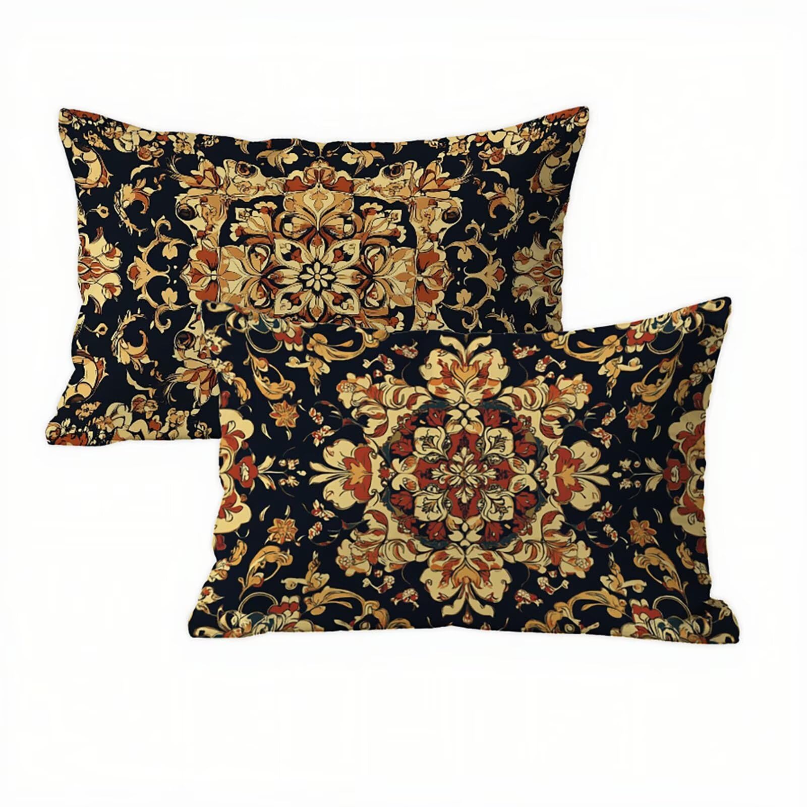 Mandala Kissenbezug 70 x 90 Leinen 2er Set, Wasserdichter Kissenbezug Böhmen Kissenbezüge 70x90 Outdoor Wasserdichter, Flauschig Weich und Bügelfrei Pillow Cover, Deko für Wohnzimmer Sofa Bett K2-210