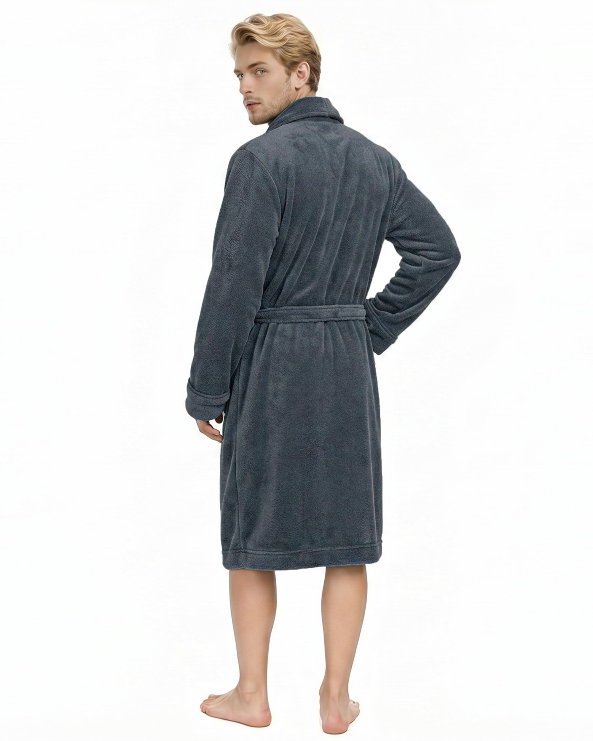 NY Threads Bata de hombre con cuello chal, ropa de dormir suave