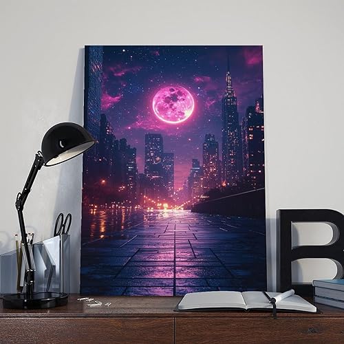 Miniatura 8 de XAHOR Vibrant Neon Retro Futurism Print  Synthwave Night Cityscape  Trendy Modern Wall Art Canvas Art Poster And Wall Art Picture Print Modern