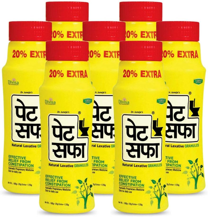 Pet Saffa Granules | Natural Laxative | Constipation Relief | Relief from disgetive problems like Acidity, Gas & Bloating - 120g (Pack of 7)