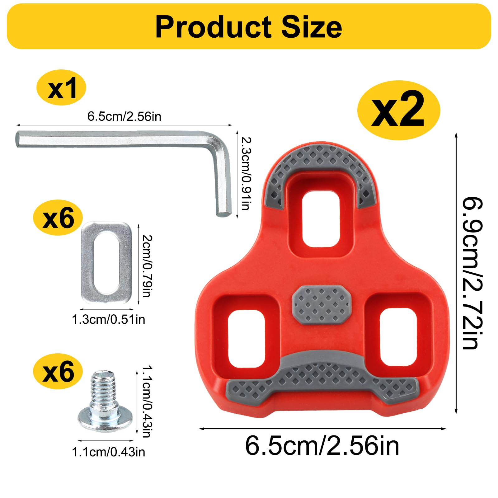 Calas de Ciclismo para Look Keo Rojo Giro Ángulo Giro 9° Bicicleta Carretera, Cleats Pedales Carretera con Tornillos y Llave, para Interior Exterior, Superficie Antideslizante TPU