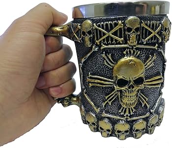 CUZOKOLA Stainless Steel Skull Coffee Mug Dnd Gifts-5.51