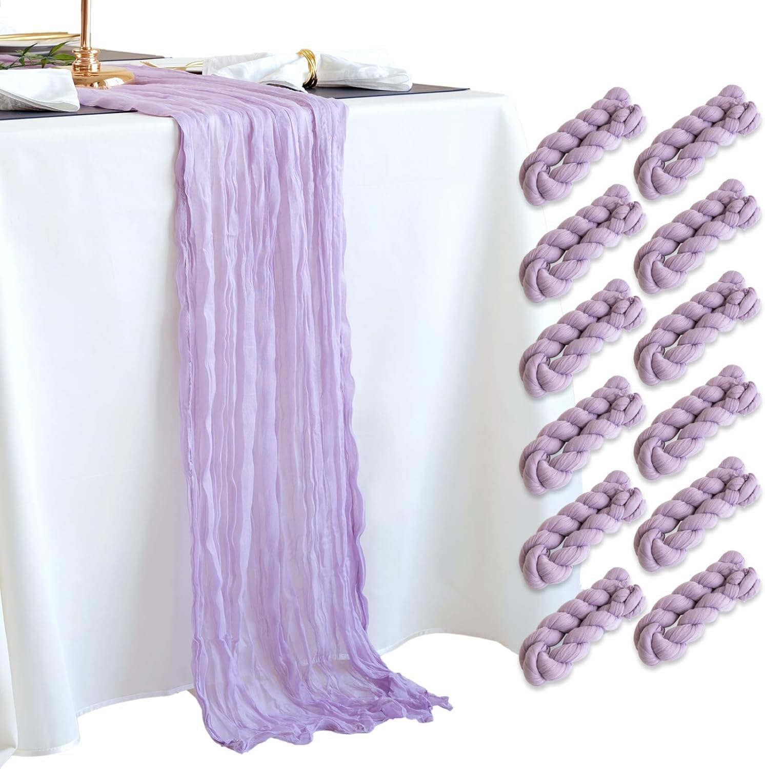 12 Pack Dusty Blue Cheesecloth Table Runner 35 x 120 inches Boho Gauze Table Runner Vintage Cheesecloth Runners for Wedding Bridal Baby Shower Birthday Party Cake Table Arbor Decorations (Baby Blue)