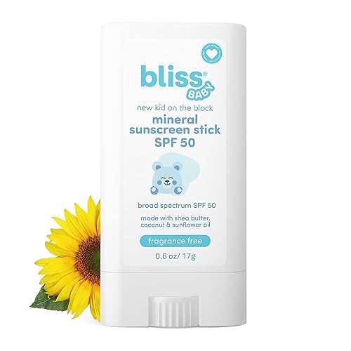 Bliss Protector solar facial mineral para bebé, SPF 50, óxido de zinc natural, sin perfume, hipoalergénico y probado por Dermat, resistente al agua,