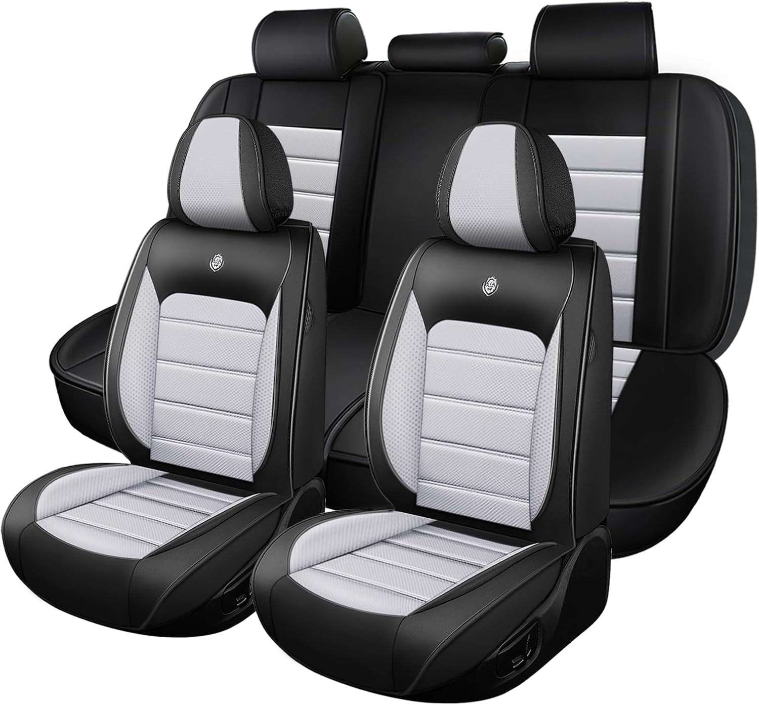 Car Seat Covers Fit for Kia Seltos 2021-2024,5 Seats Custom Fit Leather Cover Protector Cushion,Automotive Vehicle Auto Interior Covers(Black Gray,Premium Full Set)