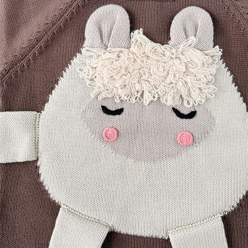 Image of Handmade Kids Knit Sweater - Cute Lamb Design, Warm Toddler Pullover, Soft Blend for Boys Girls, Fall Winter Toddler Jumper (US, Age, 3 Years, 4 Years, Brown)
