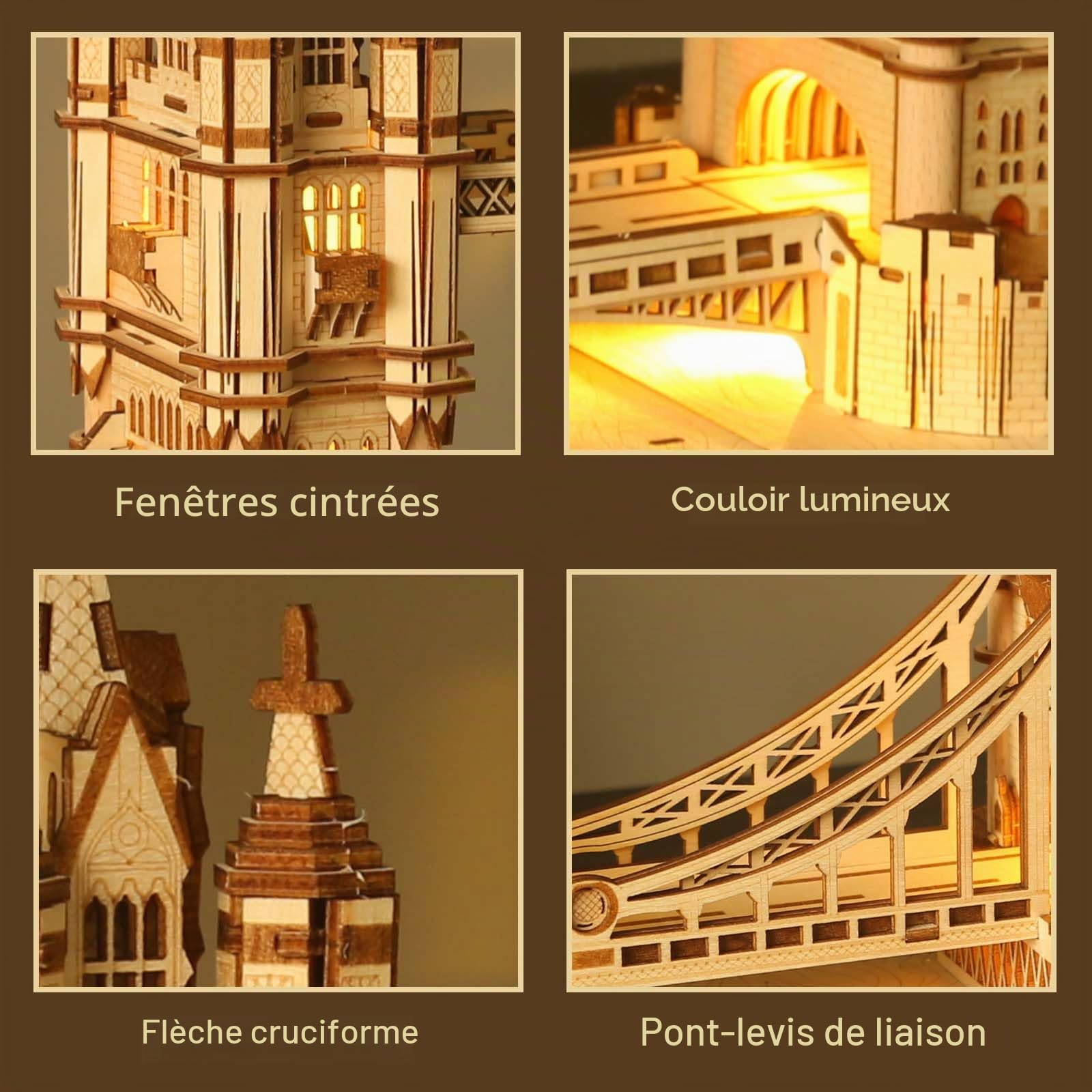 Puzzle 3D en Bois pour Adultes, modèle d'architecture du Tower Bridge de Londres en Bois, kit de Bricolage de bâtiment célèbre en Bois pour Adultes, Cadeau de Noël, 450 pièces