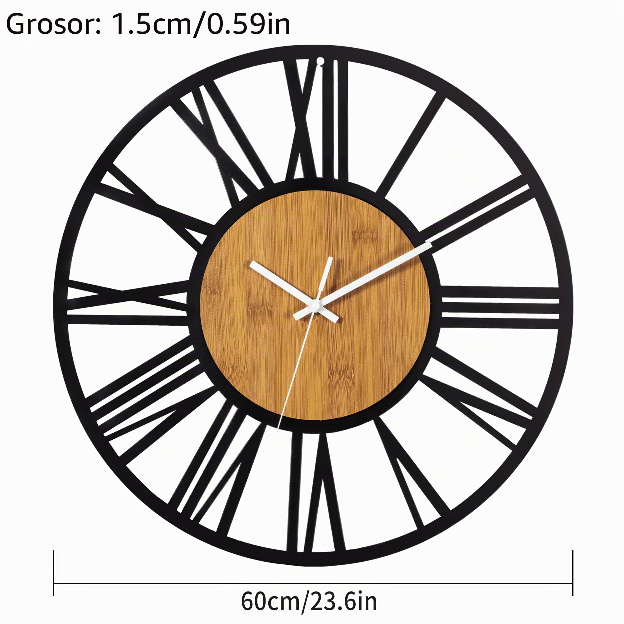 HAITANG Reloj de Pared, Negro, Retro, números Romanos, Reloj de Pared silencioso, para el hogar, jardín, Oficina, café
