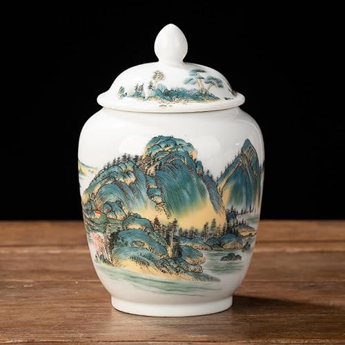 Miniatura 6 de Fenteer Jarrón de jengibre de cerámica multiusos decorativo con tapa, tarros de porcelana asiática para decoración del hogar, encimera, arreglo