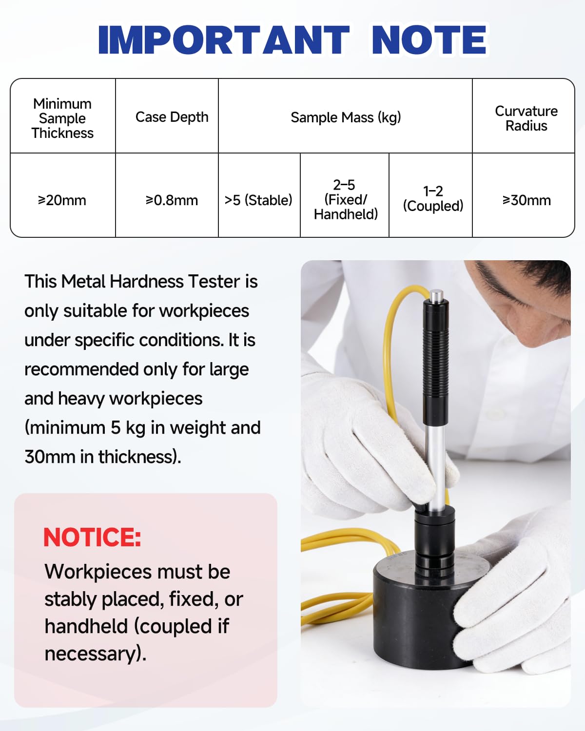 YUCHENGTECH Testeur de Dureté Leeb Kit de Duromètre Métaux 170 à 960 HL | Avec Bloc Étalon,pour l'étalonnage Multi-échelles HL HB HRB HRC HV HS pour Une Utilisation en Atelier Industriel