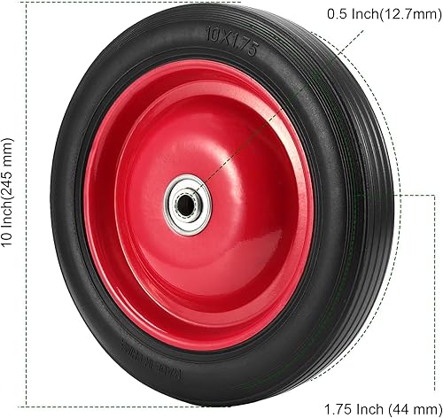 Miniatura 2 de PINGEUI 2 neumáticos de goma semineumáticos de 10 pulgadas, neumáticos de goma sólida sin planos, ruedas de repuesto para carrito de jardín, agujero