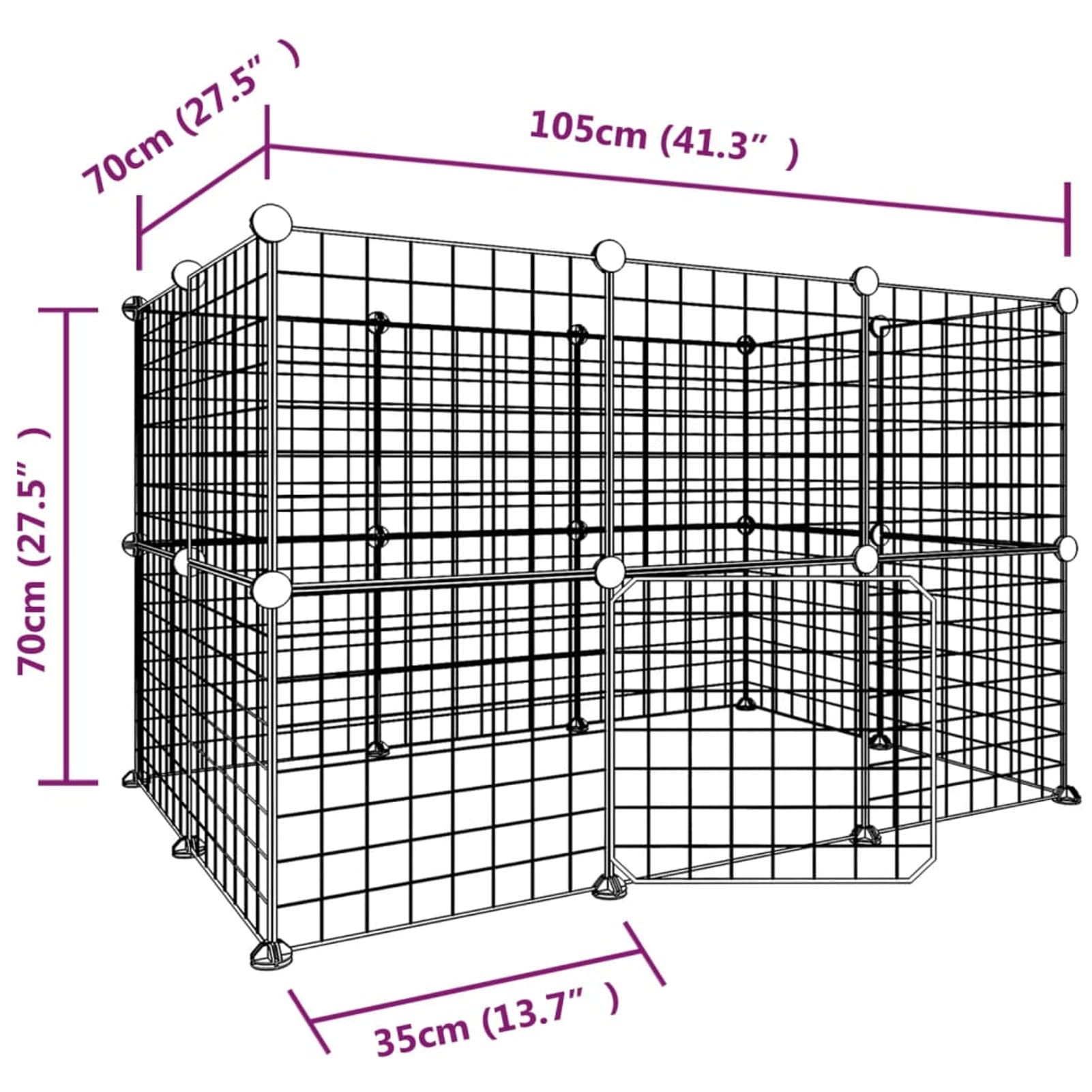 Jaula para Mascotas de 20 Paneles Puerta, ZEYUAN Jaulas para Conejos, Jaula Cobaya, Valla para Mascotas, Recinto para Conejos, Cosas para Conejos, Parque para Conejos, Acero Negro 35x35 cm