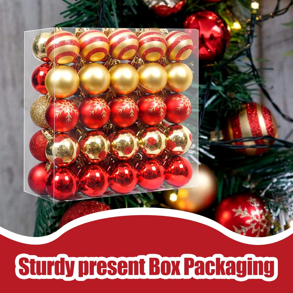 Palline di Natale Infrangibili, 50 Pezzi Palline da Appendere per Decorazioni con Cordino, Ornamenti Albero di Natale, per Feste di Compleanno per Interni ed Esterni, Matrimoni, Natalizie