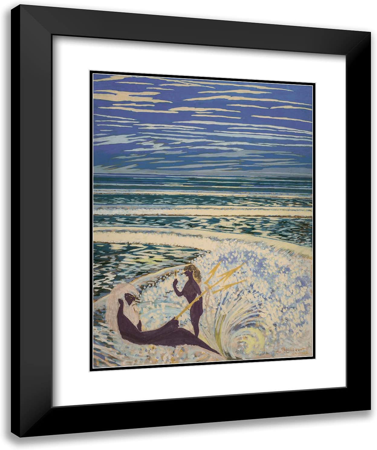 ArtDirect Spilliaert, Leon 20x24 Gold Ornate Framed Art Print with Double Matting Titled: Neptune and Galathee