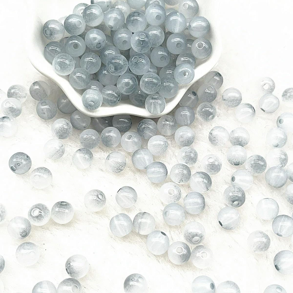 HUIOYG 50pcs 8mm Double Acrylic Beads Loose Spacer Beads for Jewelry Making