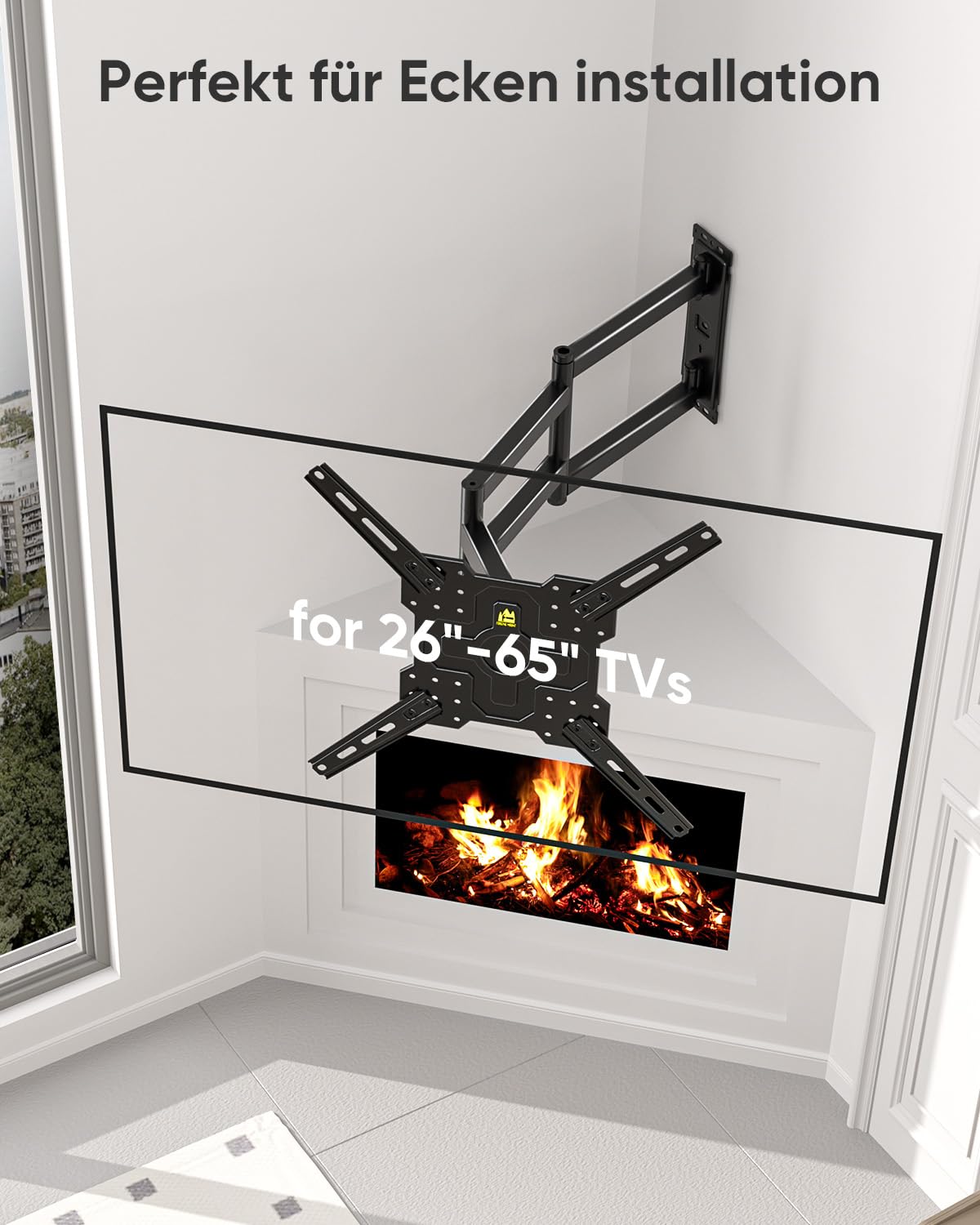 FORGING MOUNT TV Wandhalterung mit 1035mm Extra langem arm 26–65 Zoll TVs, Fernseher Halterung 180°drehbar,Neigbar,Vollbewegliche TV Halterung, MAX VESA 400 x400mm up to 35KG