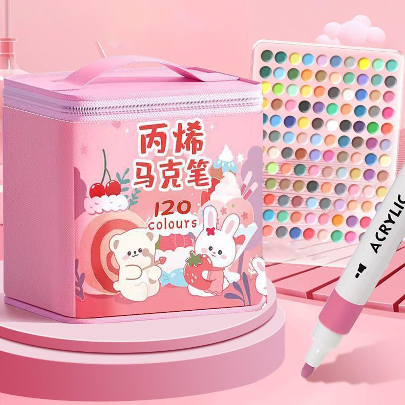 Acryl-Marker-Set mit 120 Farben, Acrylmarker mit feiner Spitze, Farbe auf Wasserbasis, permanentes wasserfestes Kunstbedarf-Set mit lebendigen Farben, ideal für Stein