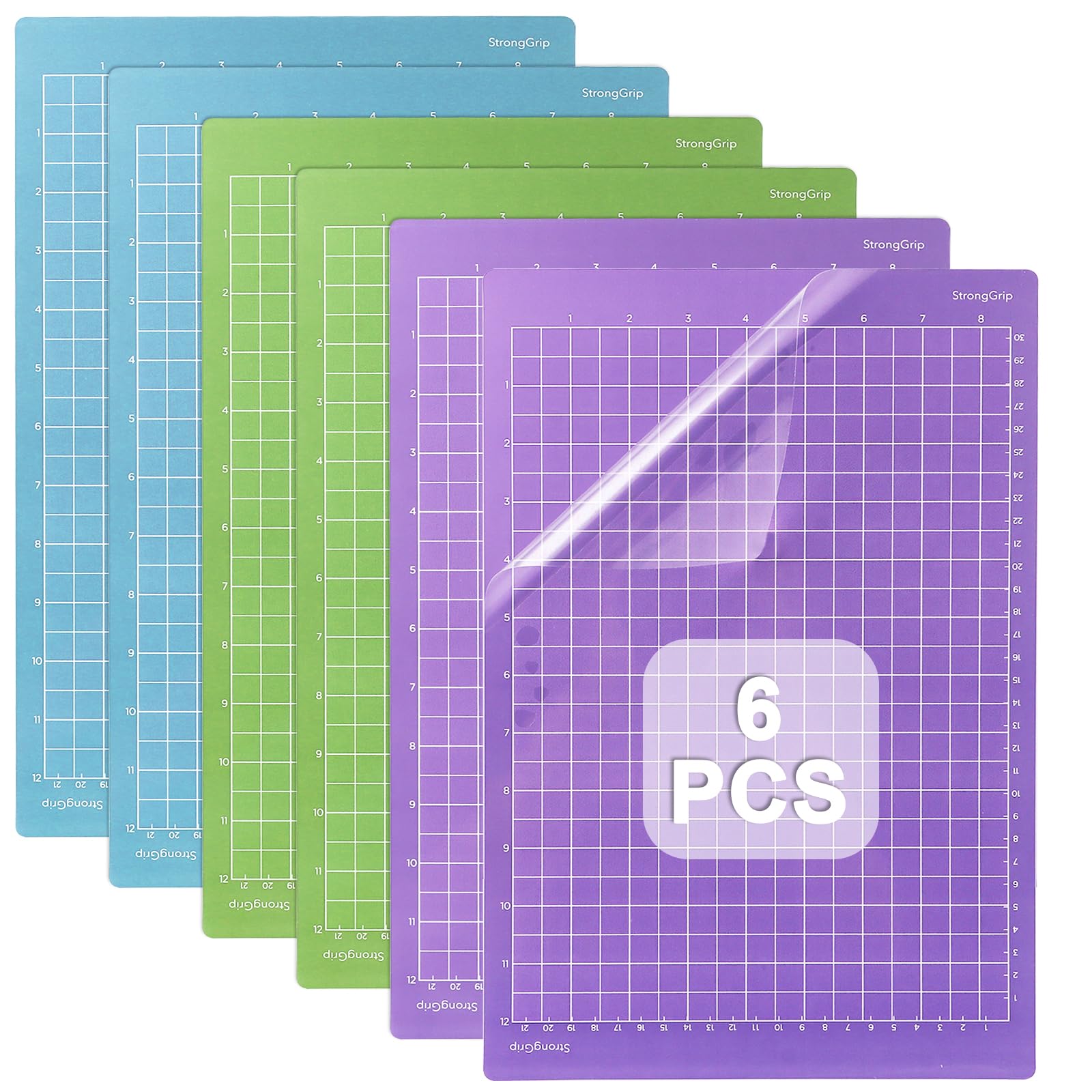 6 Stück Schneidematte A4 für Cricut Joy Xtra, 12x8,5 Zoll Ersatzkleber Klebrige Plotter Zubehör, Schneidematte Plotter, Rutschfester Matt für Cricut Zubehör (Standardgrip, Lightgrip, Stronggrip)