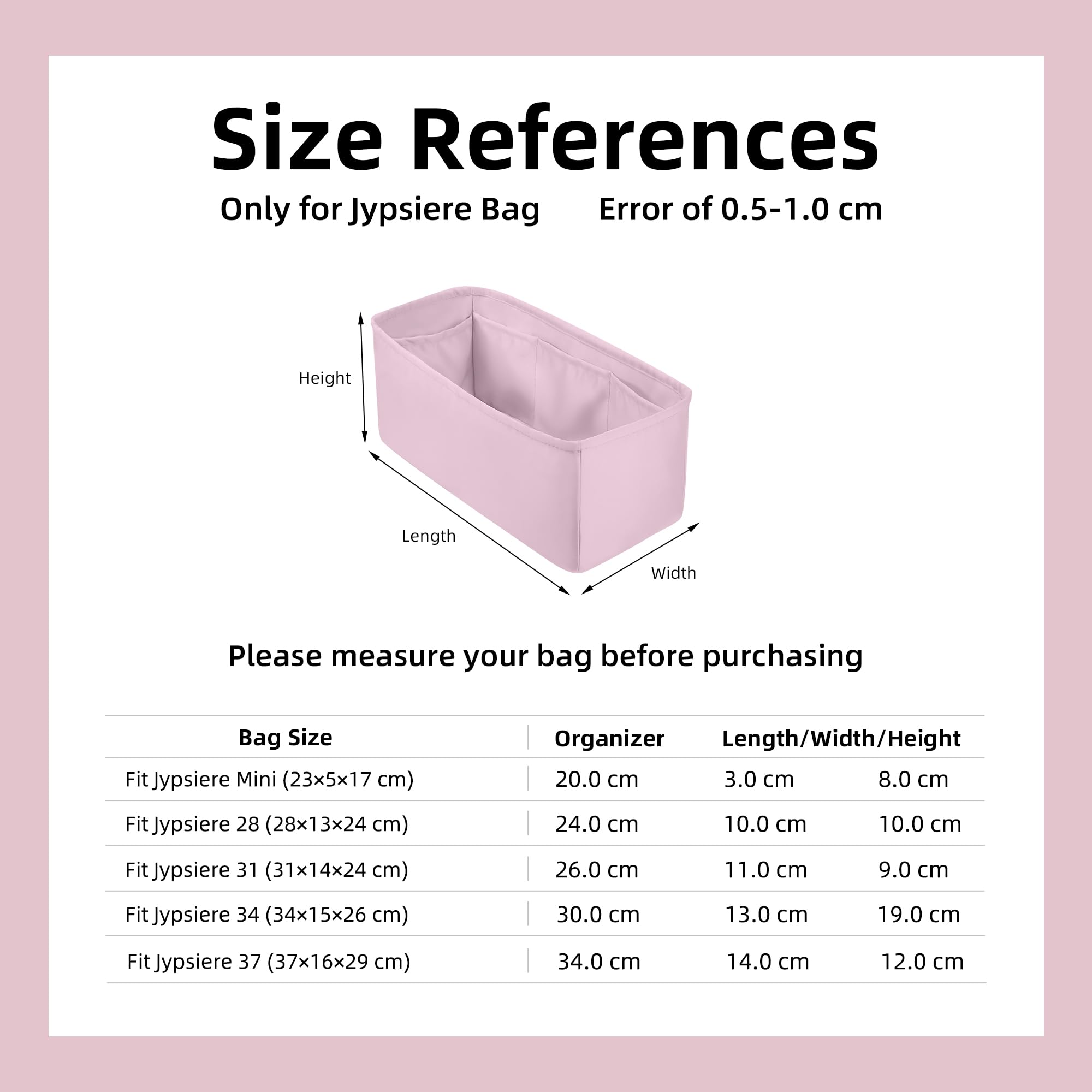 DGAZ Organizador Interior para Jypsiere 28, Inserto de Satén, Mauve Pale