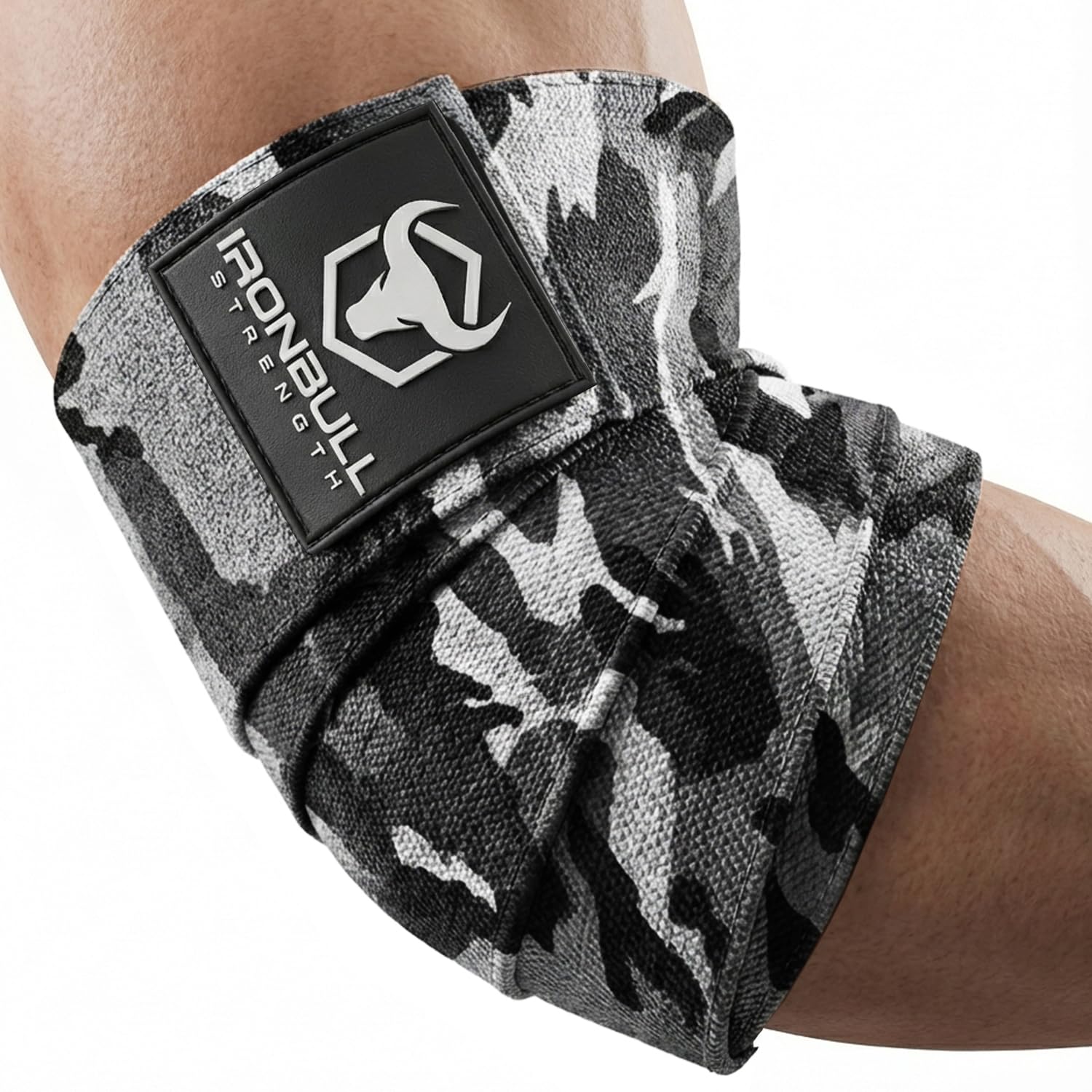 Elbow Wraps (1 Pair) - 40" Elastic Elbow Support & Compression - For Weightlifting, Powerlifting, Fitness, Cross Training & Gym Workout - Elbow Straps for Weight Lifting (Camo/White)