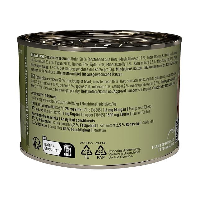 Foto 3 de 7 de catz finefood N° 15 Pollo & Fasan - Comida para Gatos húmeda, refinada con quinua y berros, 6 latas de 200 g