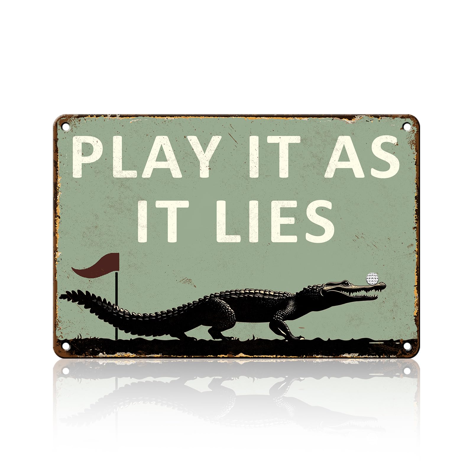 Anceky Play It As It Lies Golf Tin Sign Funny Metal Sign Wall Decor for Farmhouse Yard Porch Entryway Outside 12×8 Inch