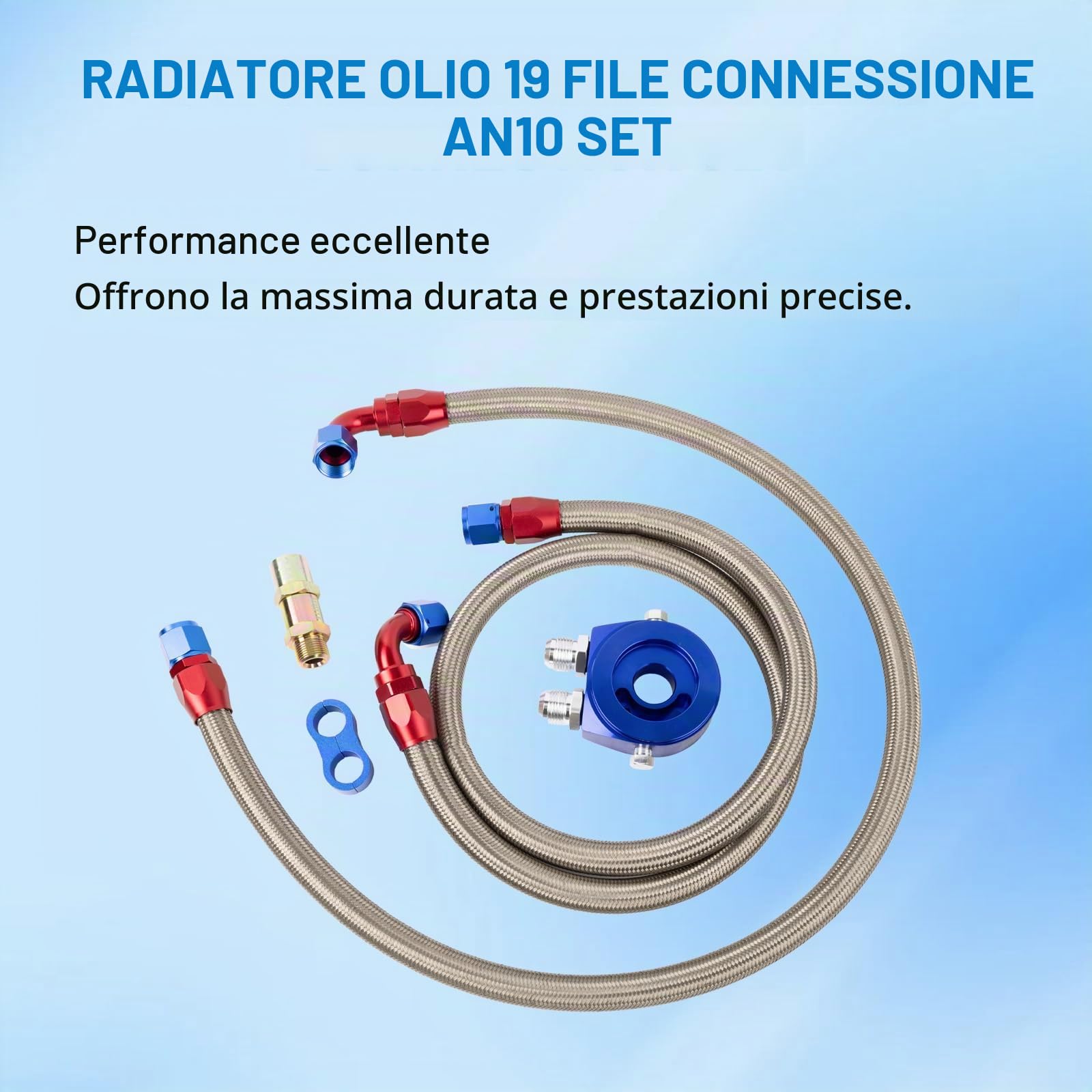 Radiatore a olio 19 file AN10 Set di collegamento aggiuntivo Raffreddamento esterno Oil Cooler Universale Raffreddamento ad acqua Radiatore olio Radiatore di raffreddamento dell'olio