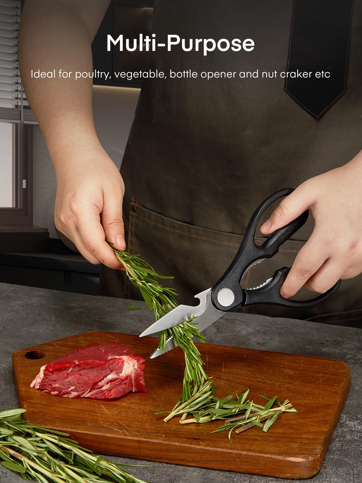 FOHERE Couteau Cuisine, 14 Pièces Bloc de Couteaux avec Affûteur Intégré, Set Couteau Cuisine en Acier Inoxydable, Bloc Noir en Bois