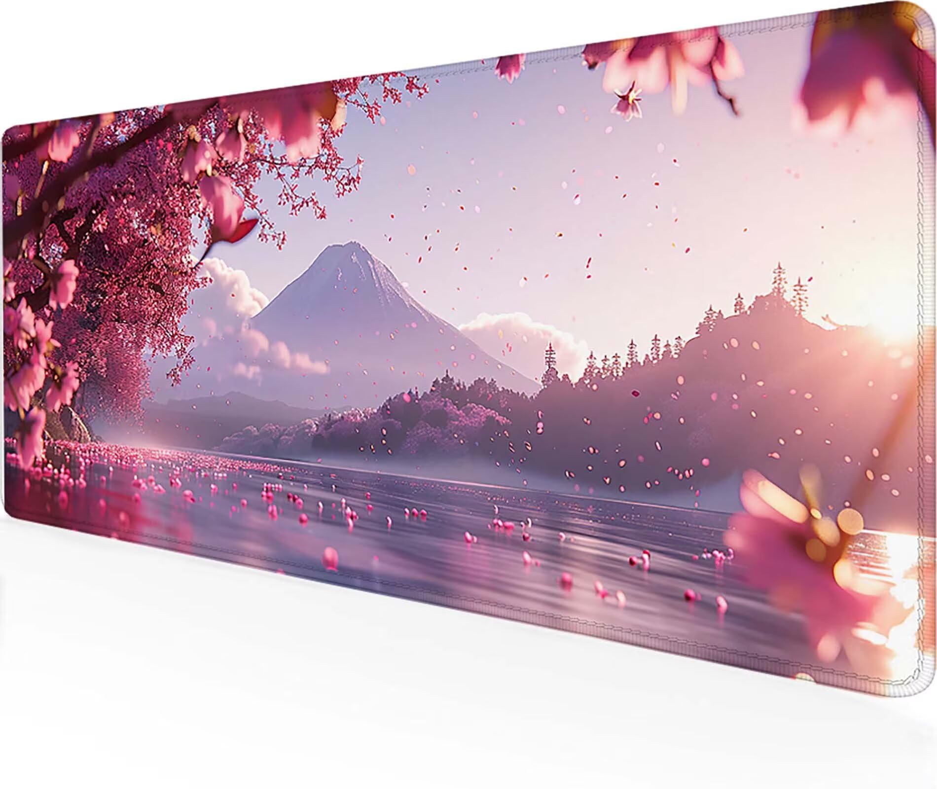 Podkładka pod mysz Mount Fuji XXL 1500 x 800 mm, wodoodporna podkładka pod mysz do gier różowa podkładka pod mysz antypoślizgowa gumowa podkładka pod mysz krawędzie zszyta podkładka pod biurko do gier