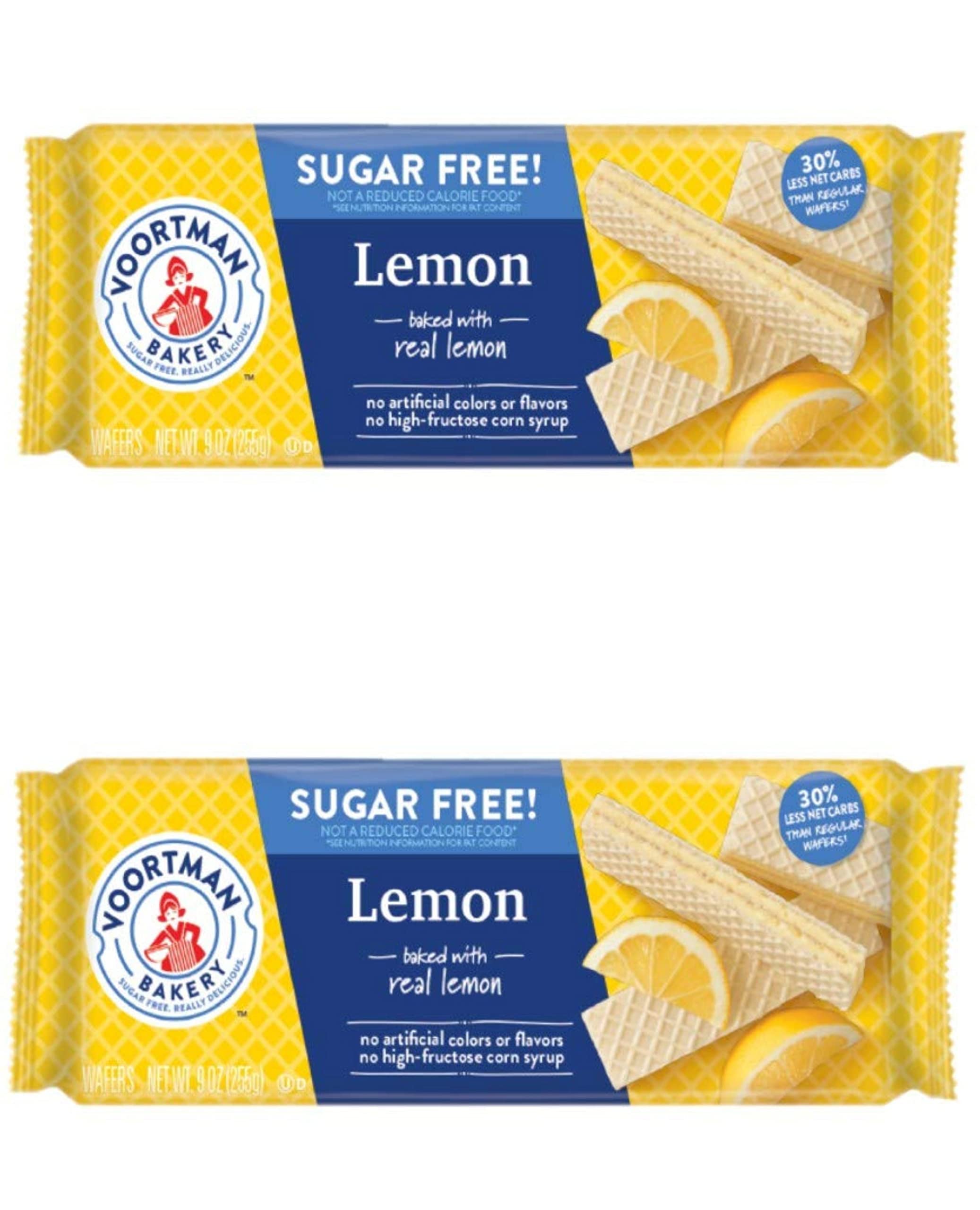 Voortman Bakery #1 Sugar Free LEMON Wafer Cookies (Pack of 2 x 9 Oz) Truly Delicious!