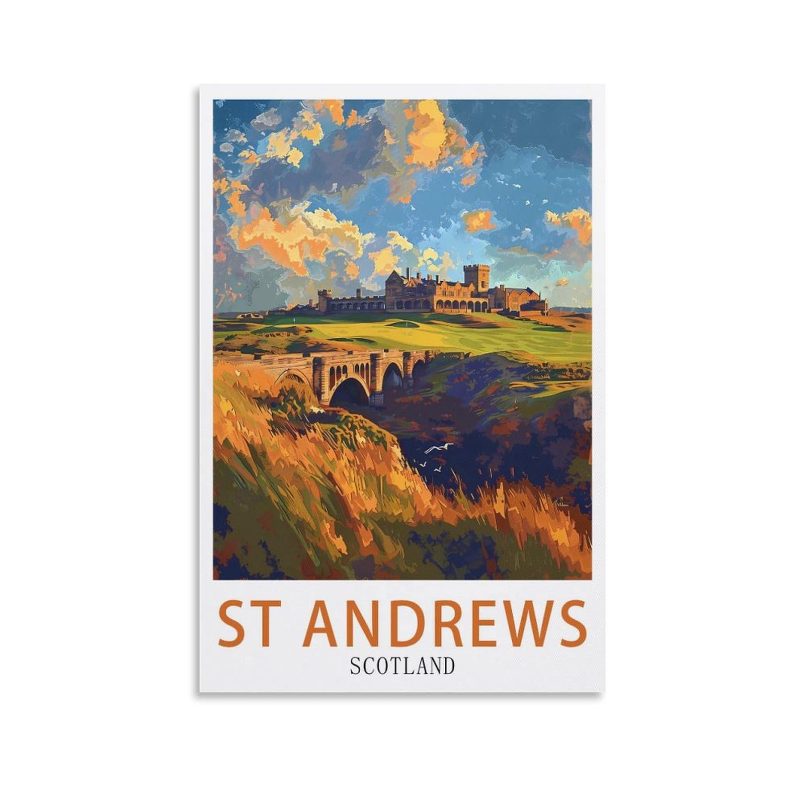 LHJOIUN St Andrews Scotland Vintage Travel Posters 08x12inch(20x30cm) Art Canvas Print For Living Room Bedroom Home Decoration Modern Art