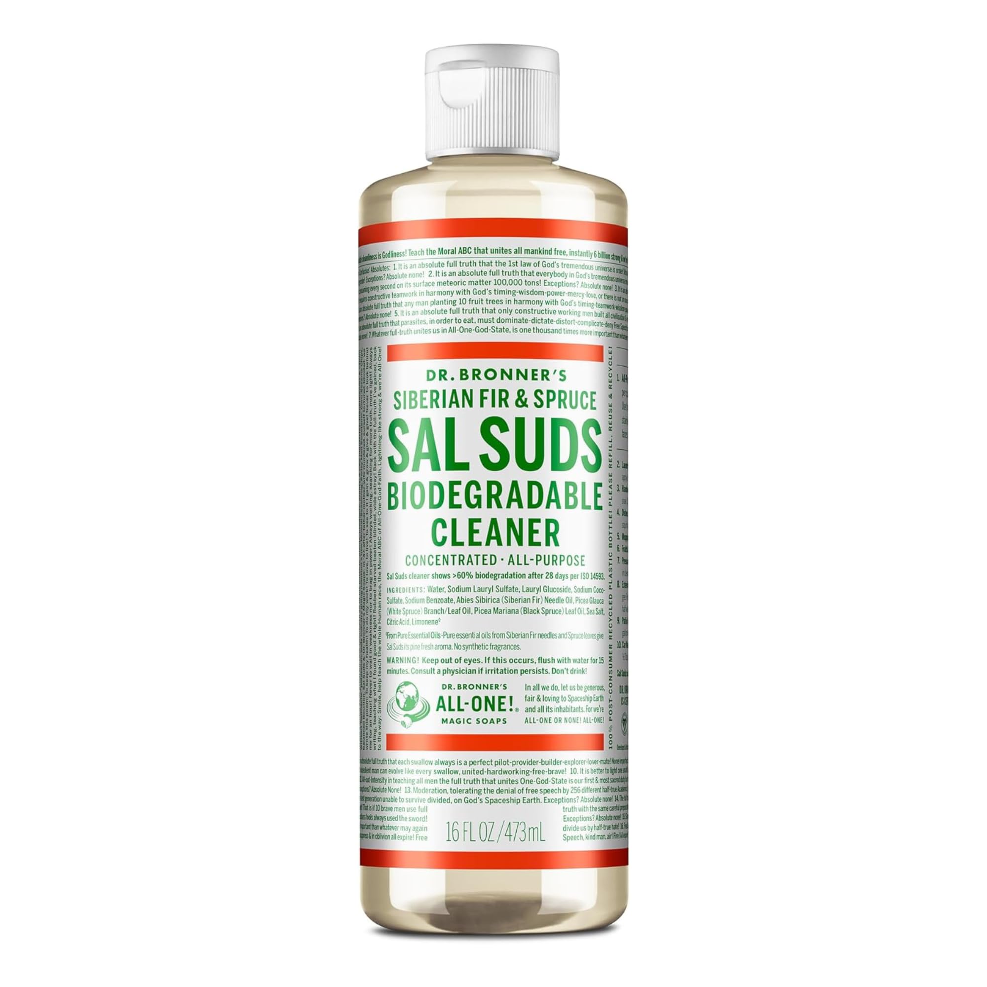 Fair Trade and Organic Sal Suds Liquid Cleaner - 16 oz