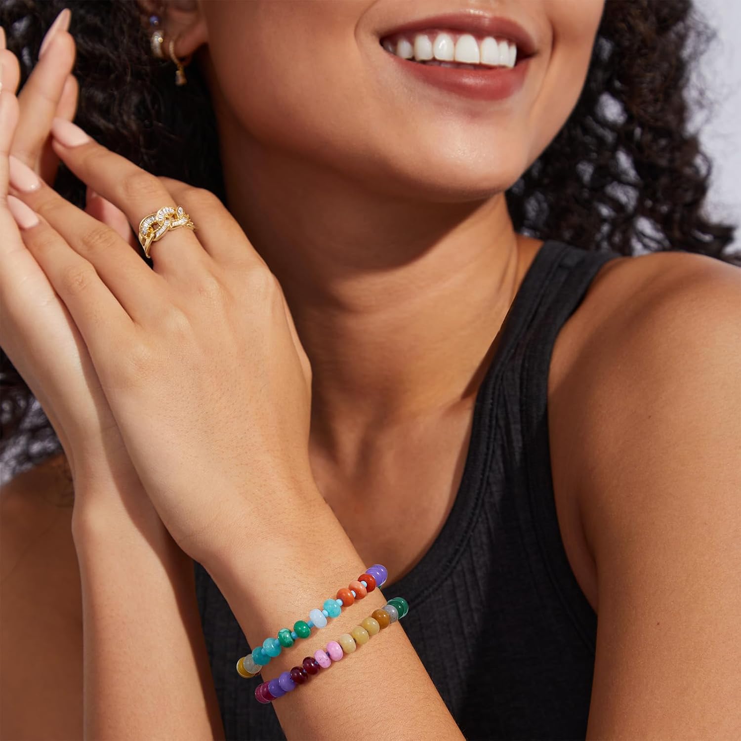 KissYan Beaded Bracelets for Women, Colorful Gemstone Boho Bead Bracelet for Beach, Natural Stone Handmade Summer Jewelry Gifts - Image 3