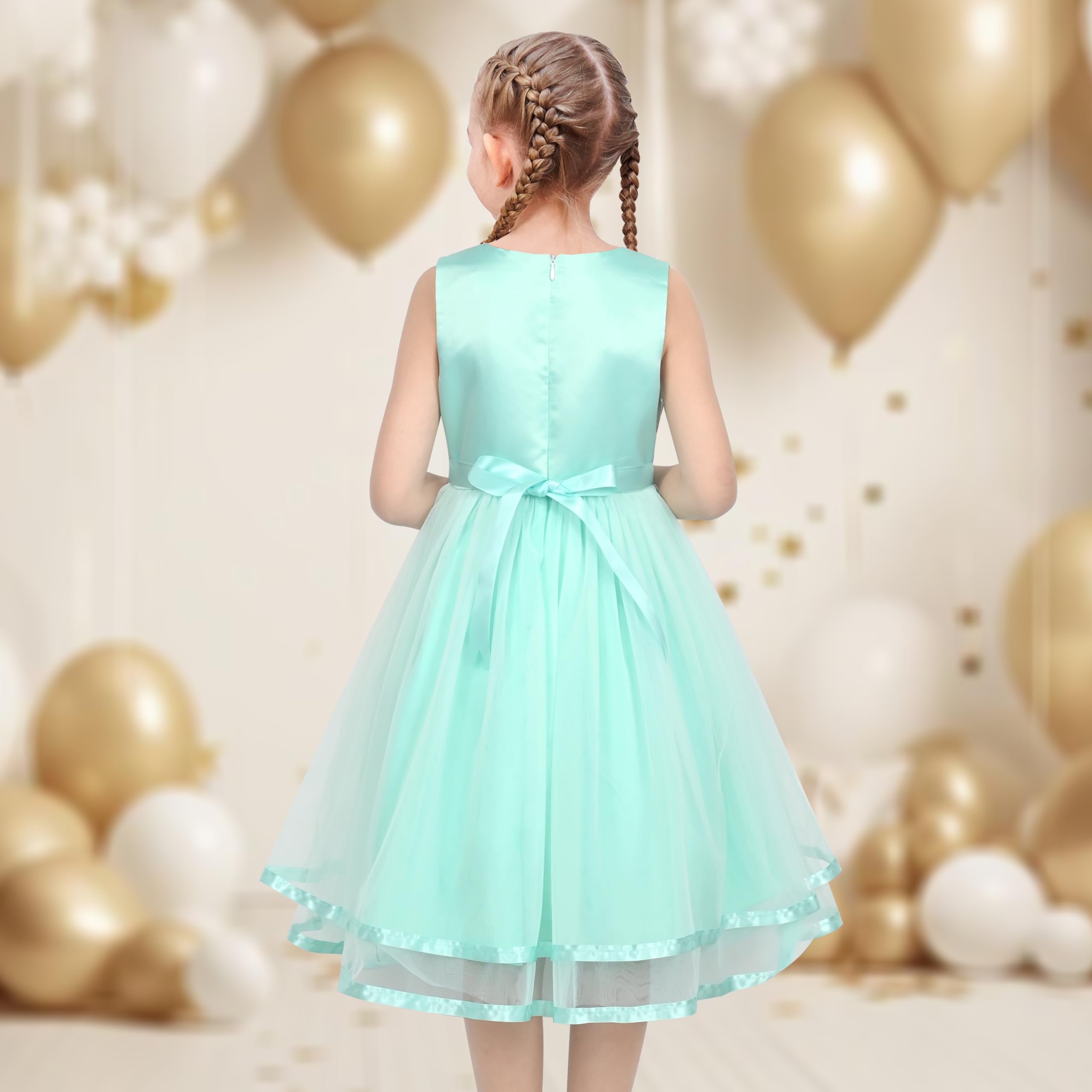 Sunny Fashion Vestido para niña Flor Azul Ceñido Boda Fiesta Dama de Honor 4-12 años