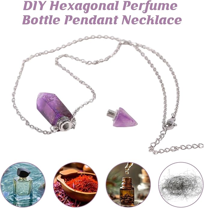 Collar Perfume Cuarzo Amatista Difusor Aromas miniatura 4