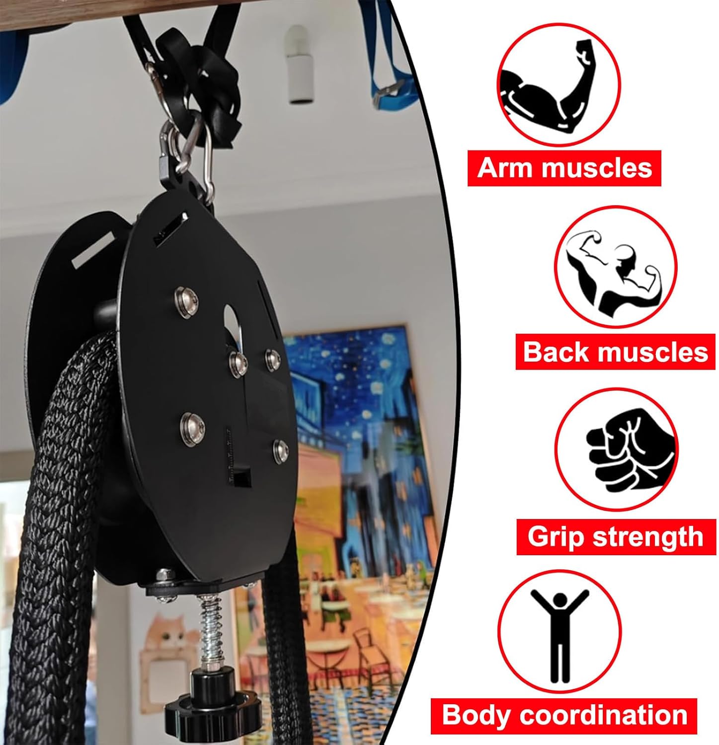 Adjustable Resistance Endless Rope Trainer, Pulley Cable Machine Full Body Workout Tool Pull Rope Fitness Training for Grip, Arms, Back, Body Coordination Exercises