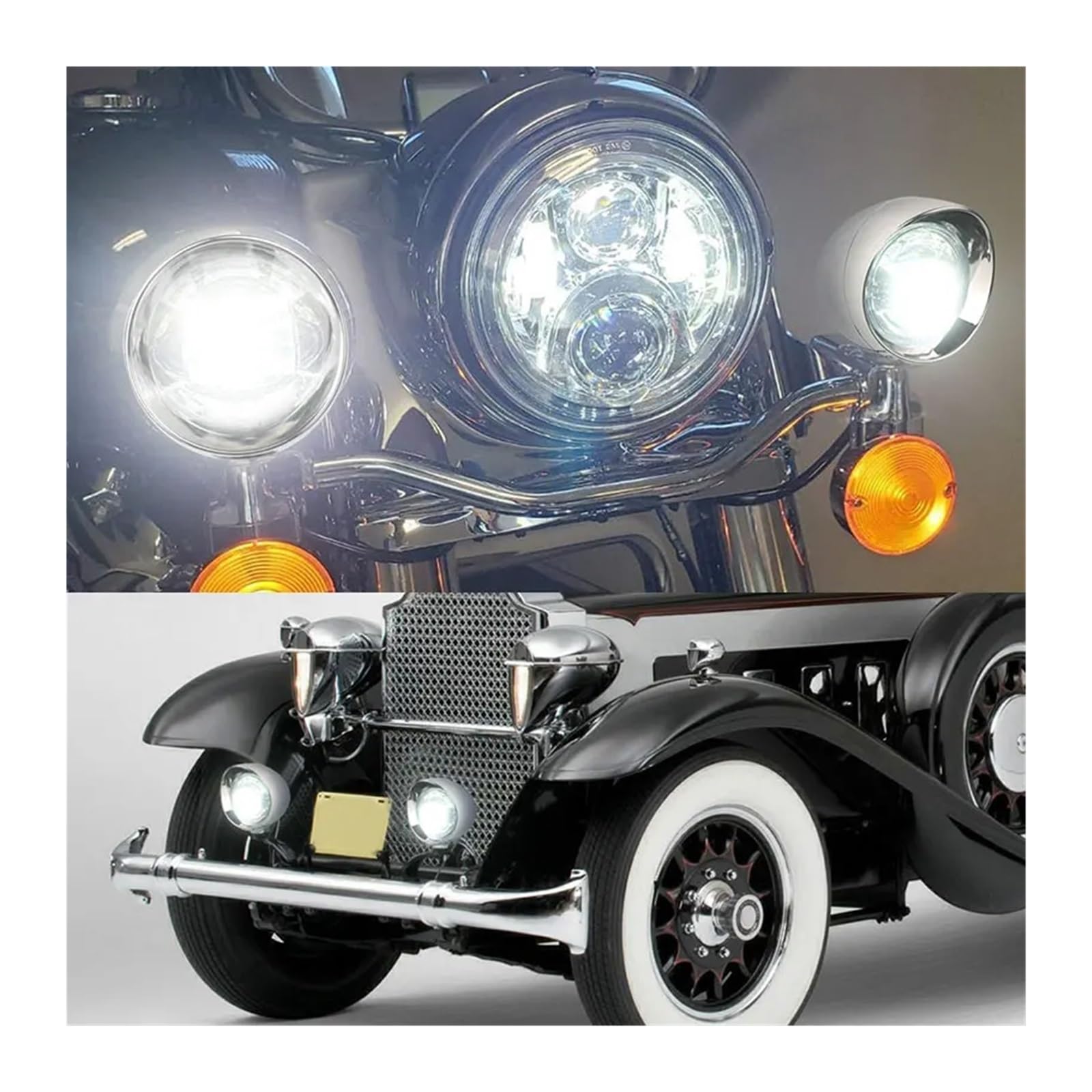Feux De Croisement pour Suzuki pour Chopper Moto LED Spot Driving Light Phare Bicolore Lampe Auxiliaire Spot pour ATV Scooter Moto Feu Antibrouillard(2 pièces)