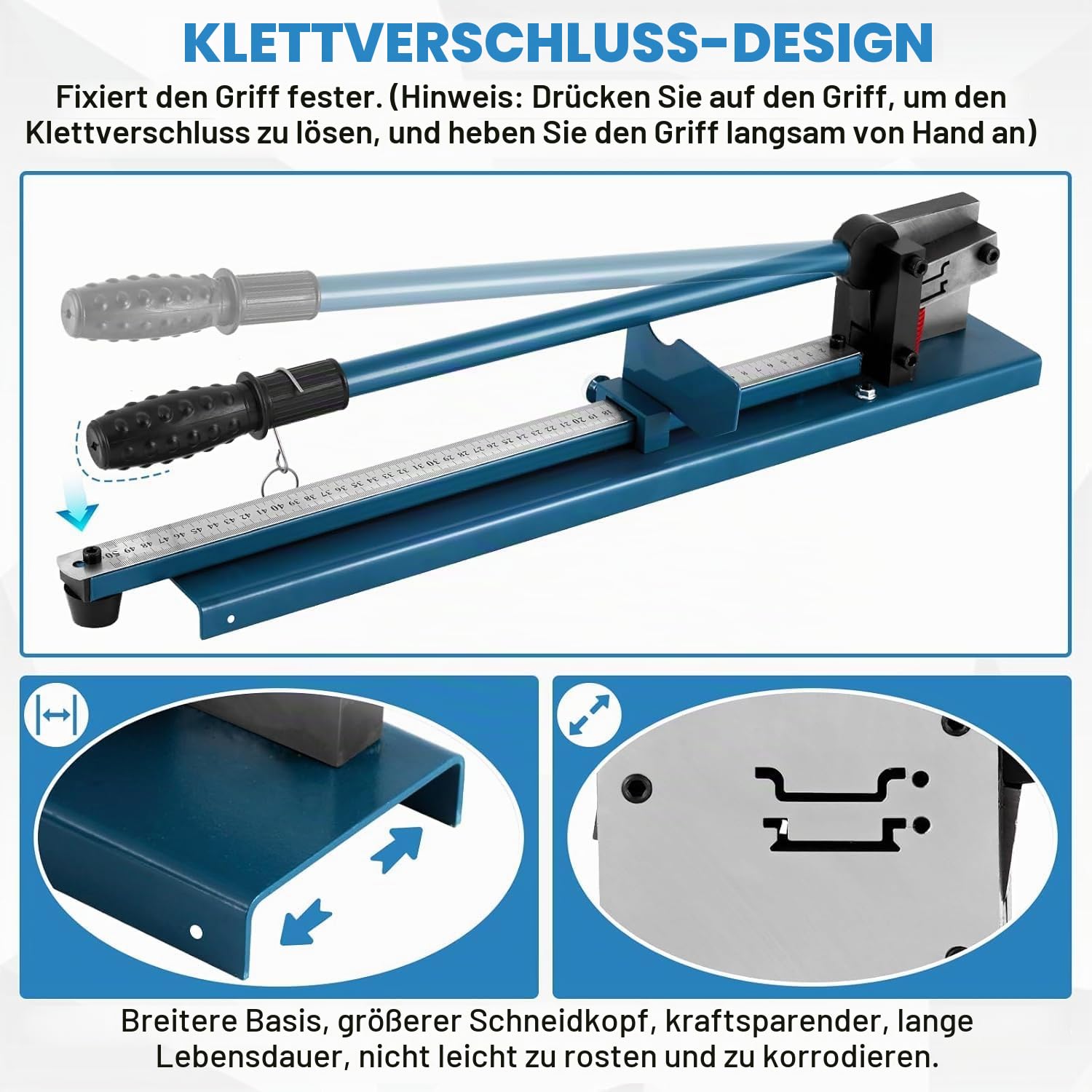 MXBAOHENG DIN Schienenschneider Din Rail Cutter Doppelloch-Schienen-Schneidemaschine mit Lineal zum Schneiden von Stahl/Aluminium Rai (Blau)