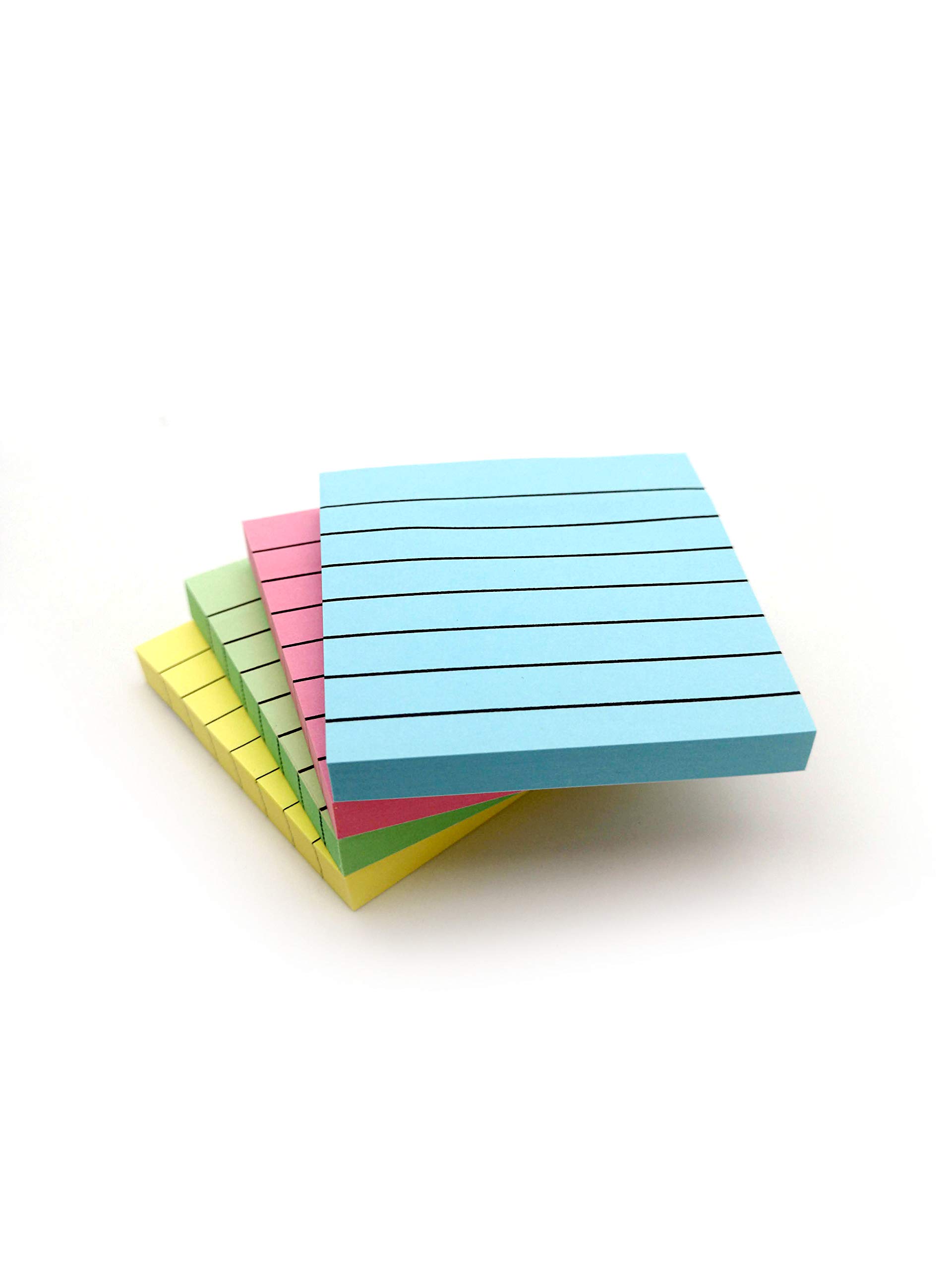 Evergreen Goods Pastel Sticky Notes Lined Sticky Notes for to Do Lists & Revision Supplies Self-Adhesive Memo Pads for Office, School, Meeting (8 Pads, Pastel 3" x 3")