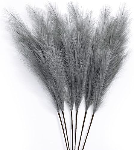 EZOOZE Pompas artificiales de hierba de las pampas grises de 38 pulgadas 31 pies de alto grandes artificiales esponjosas 12 ramas plantas de hierba