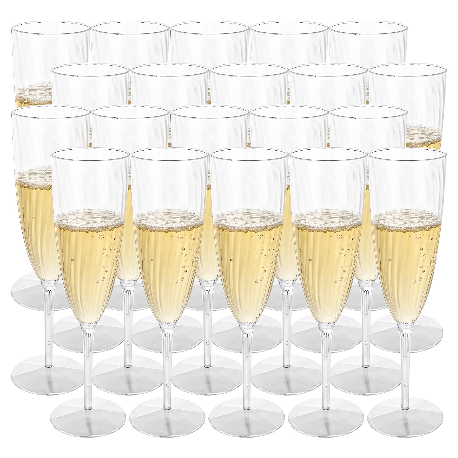 DAJAVE 32 Pcs Plastic Champagne Flutes 180ml/6oz Plastic Champagne Glasses Reusable Clear Champagne Flutes for Wedding, BBQ, Anniversary, Birthday, Garden Parties